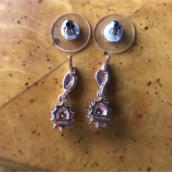 Natural Ember Garnet Sterling Silver Dangle Earrings - Picture 4 of 6